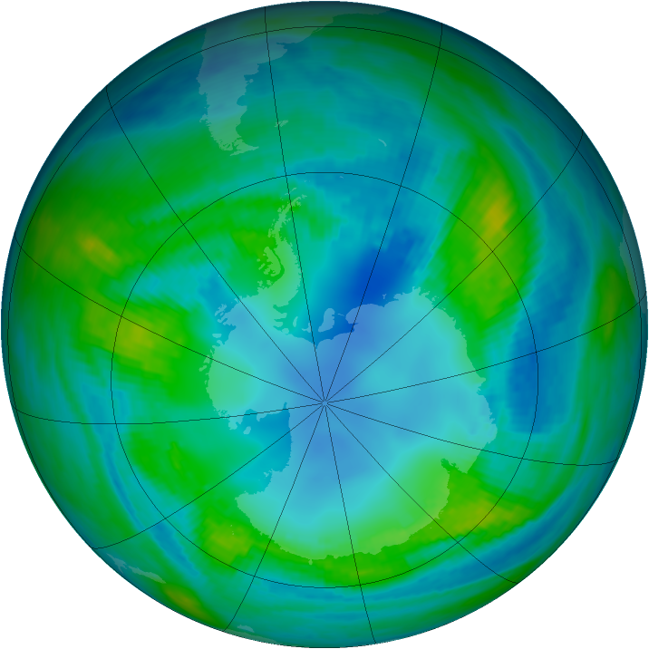 Antarctic ozone map for 29 April 1982